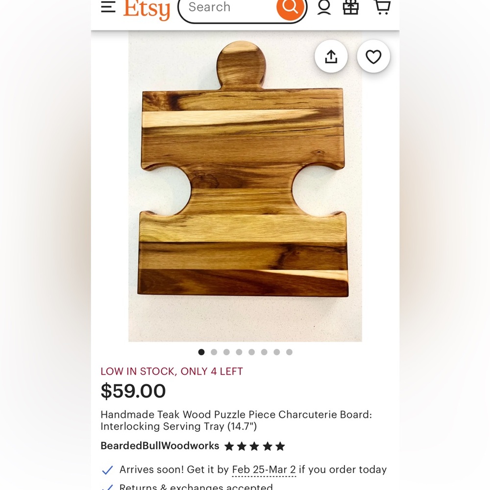 4 Piece Wooden Puzzle Charcuterie Boards - Picture 9 of 15